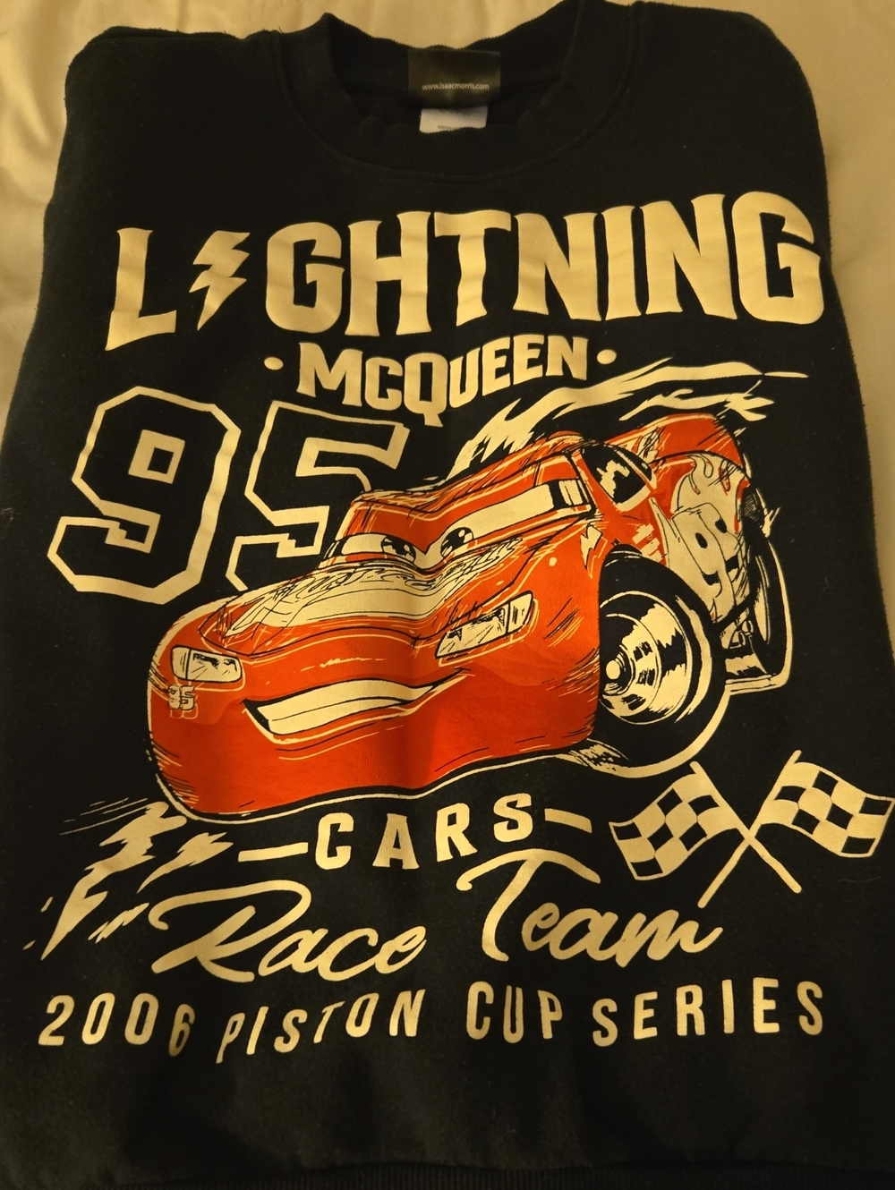 Lightning McQueen Kids Black Sweatshirt with Red Car Graphic